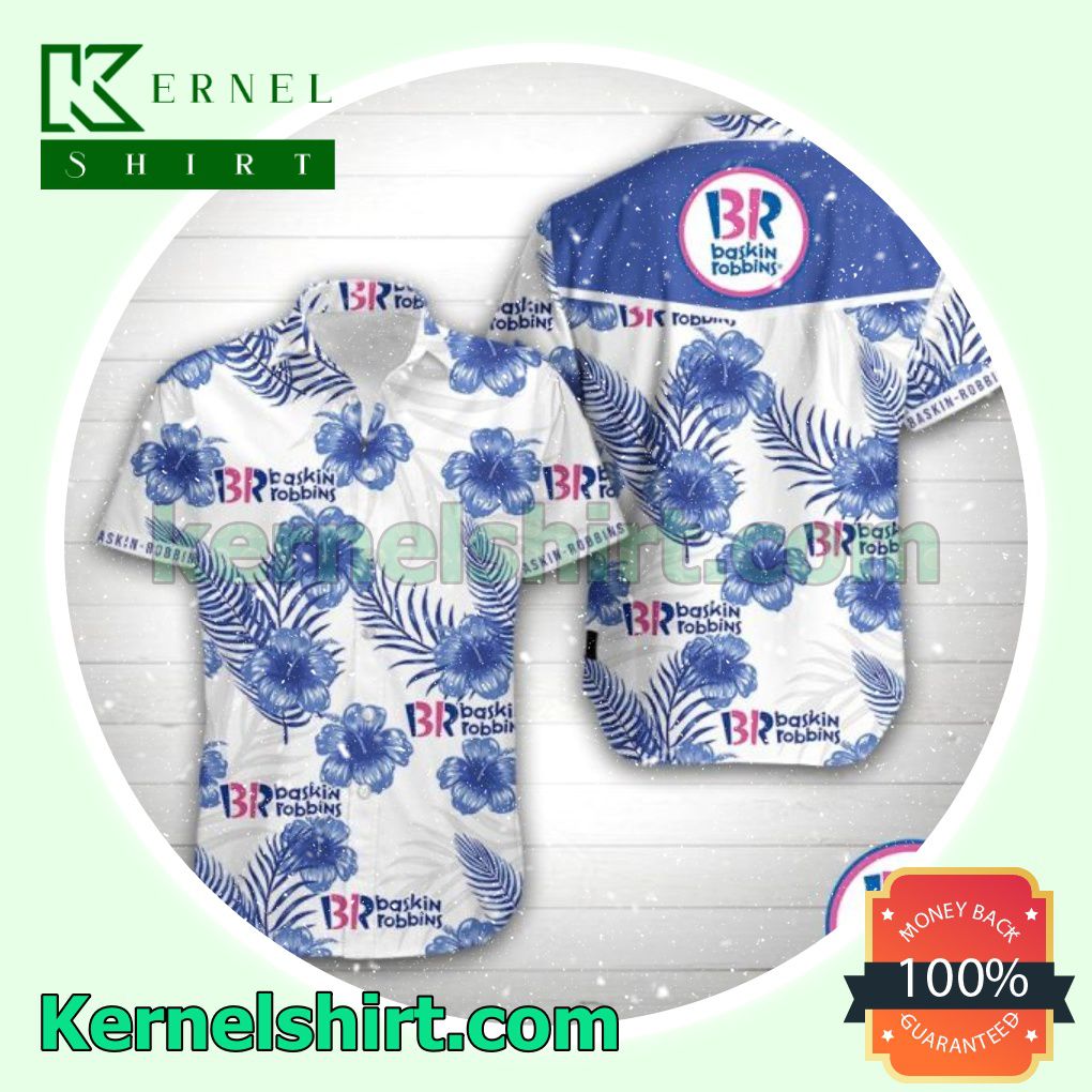 Baskin Robbins Blue Hibiscus White Beach Shirts