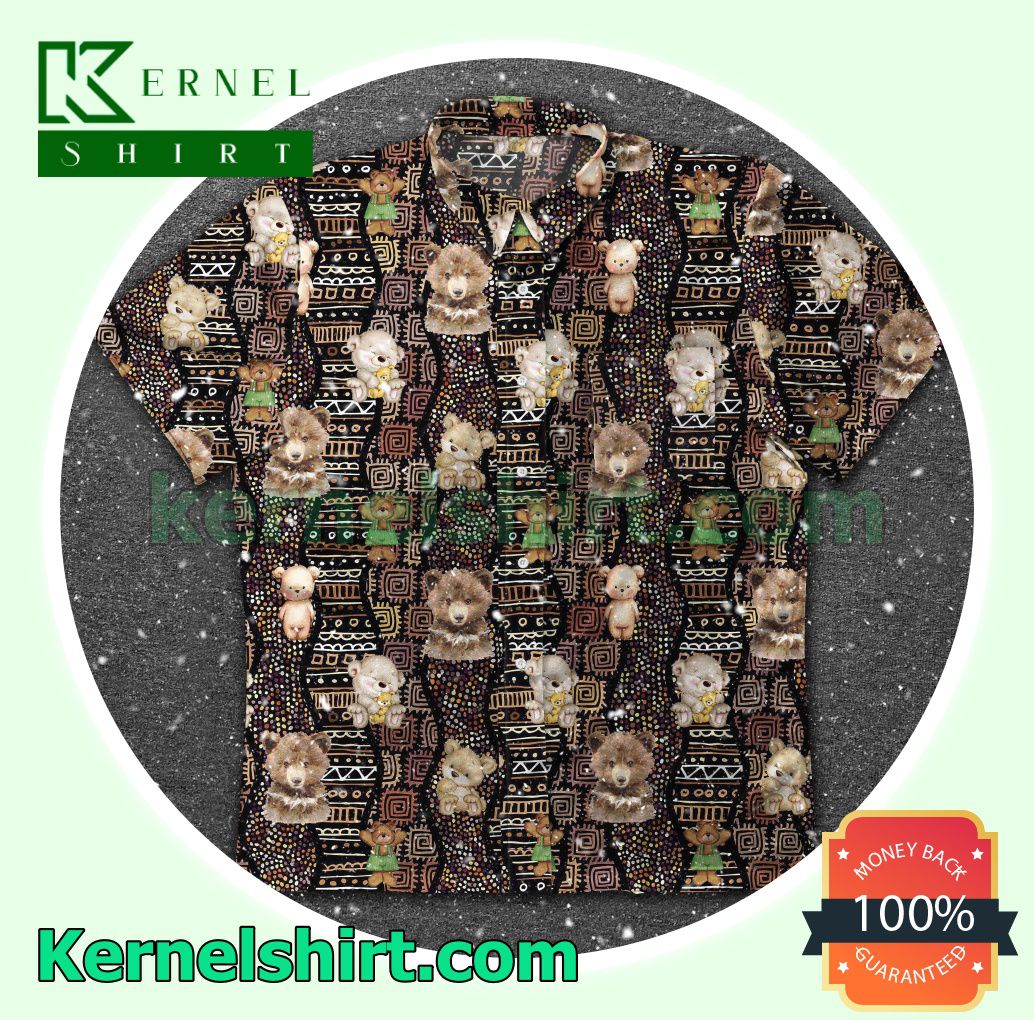 Bear Ethnic Boho Seamless Pattern In African Style Beach Shirts