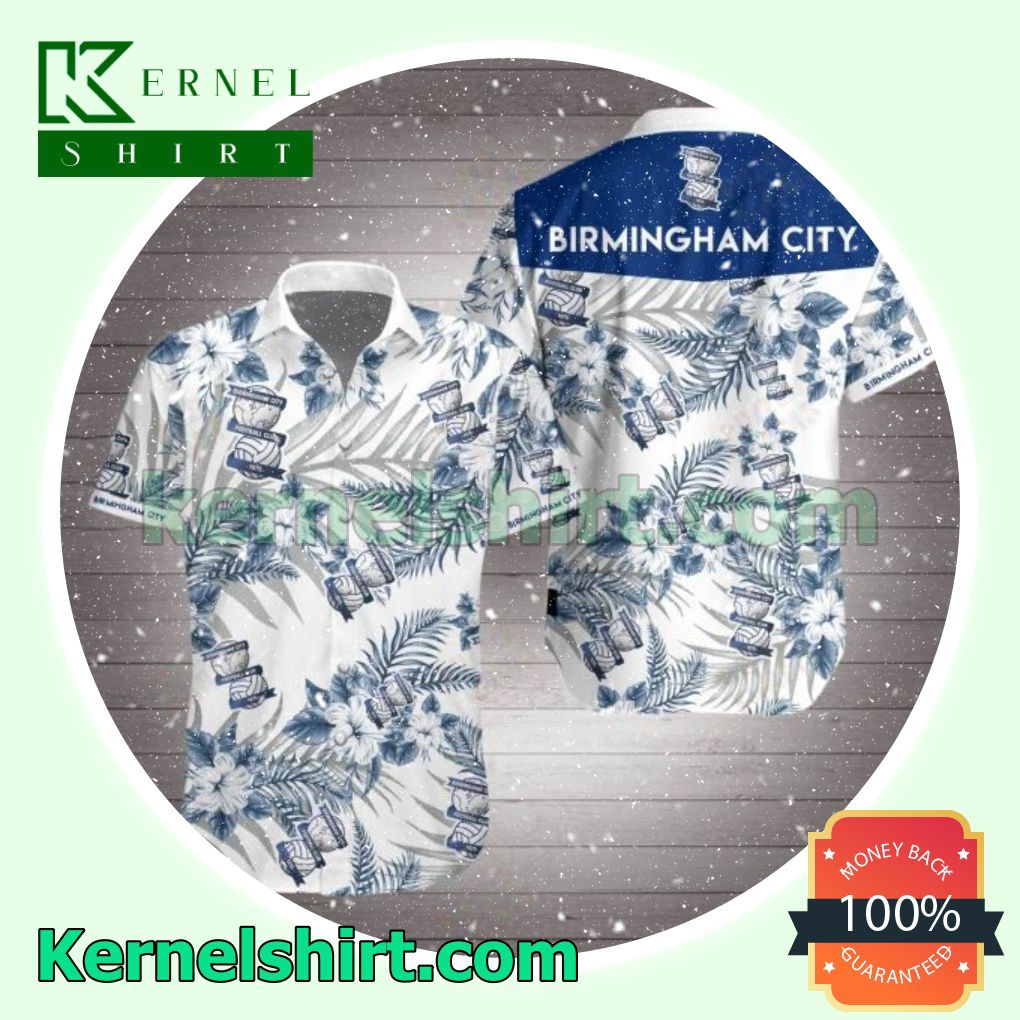 Birmingham City Navy Tropical Floral White Beach Shirts