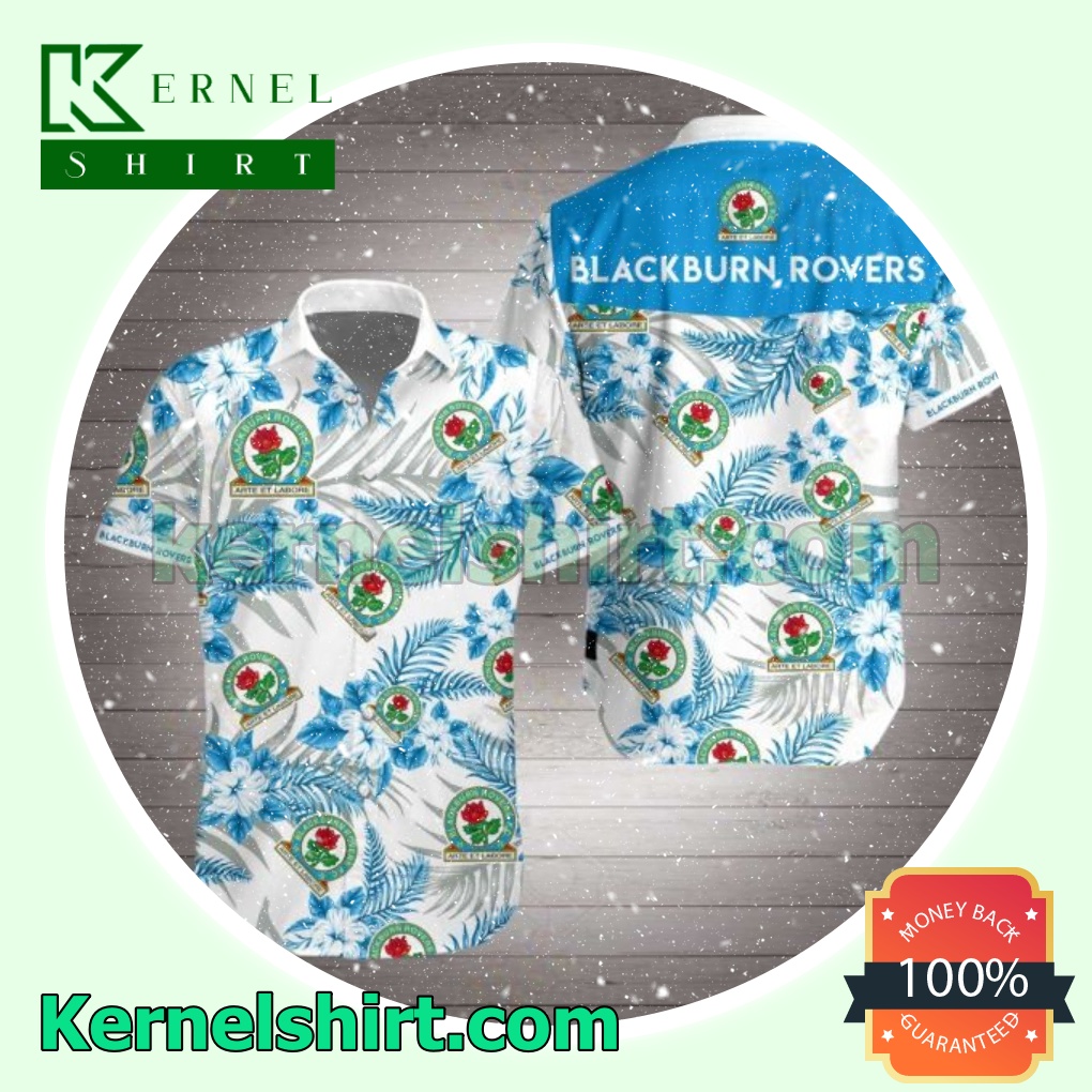 Blackburn Rovers Blue Tropical Floral White Beach Shirts