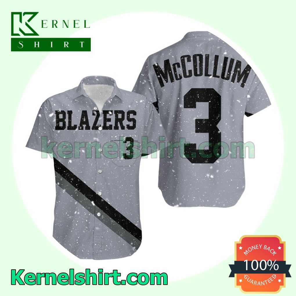 Blazers 3 Cj Mccollum 2020-21 Earned Edition Gray Jersey Inspired Style Beach Shirt