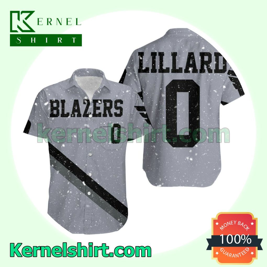 Blazers Damian Lillard Grey Jersey Inspired Beach Shirt