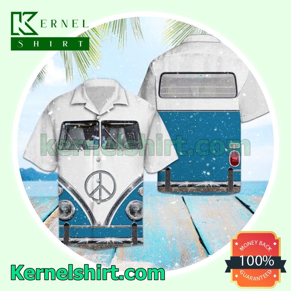 Blue Hippie Volkswagen Bus Beach Shirts