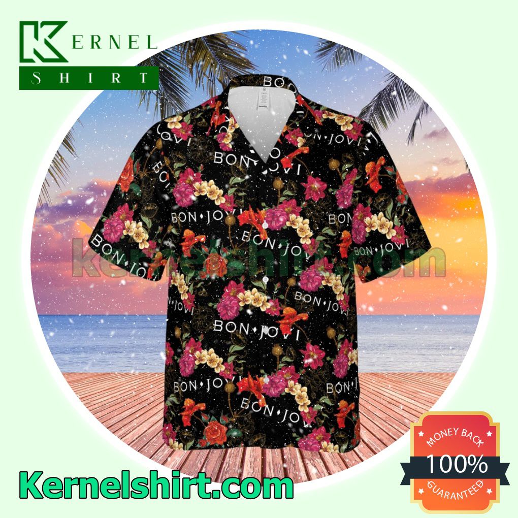 Bon Jovi Rock Band Floral Pattern Aloha Beach Hawaiian Shirt