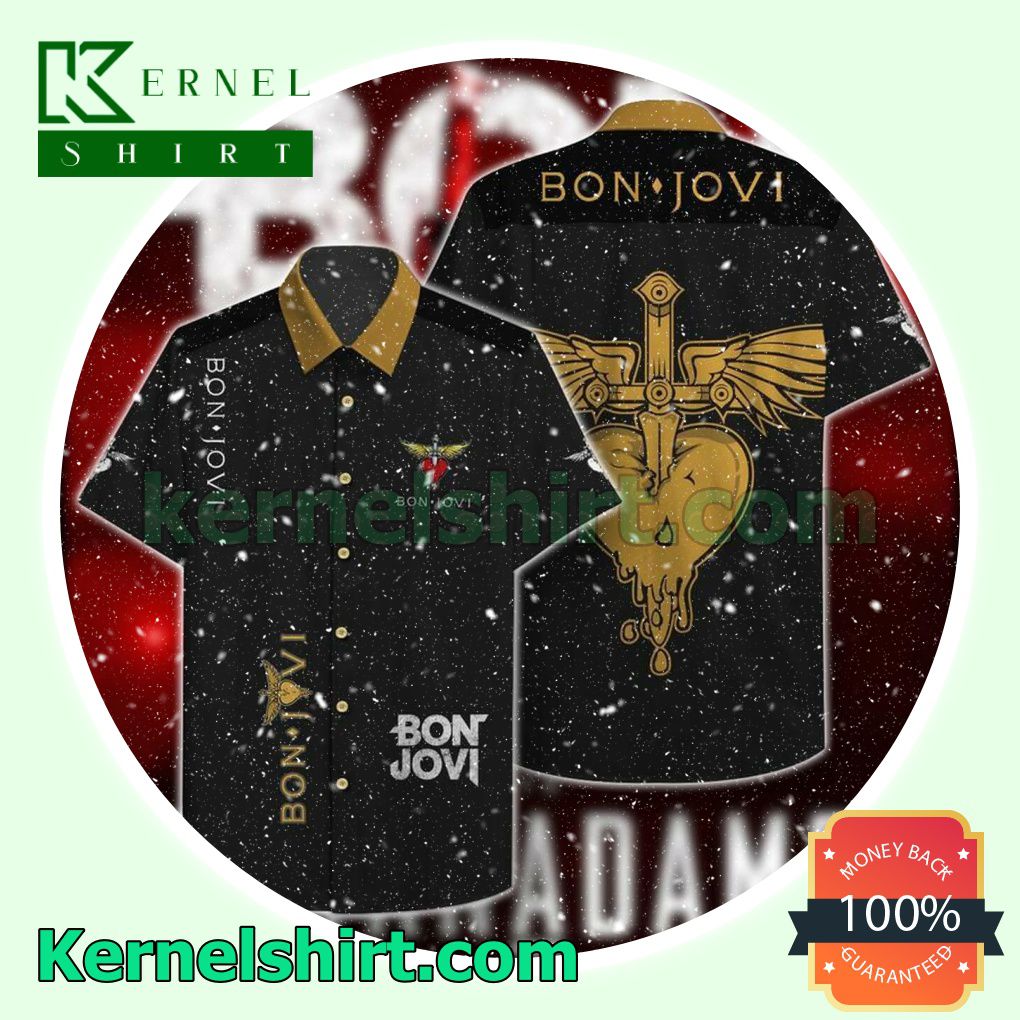  Bon Jovi Rock Bank Black Beach Shirt