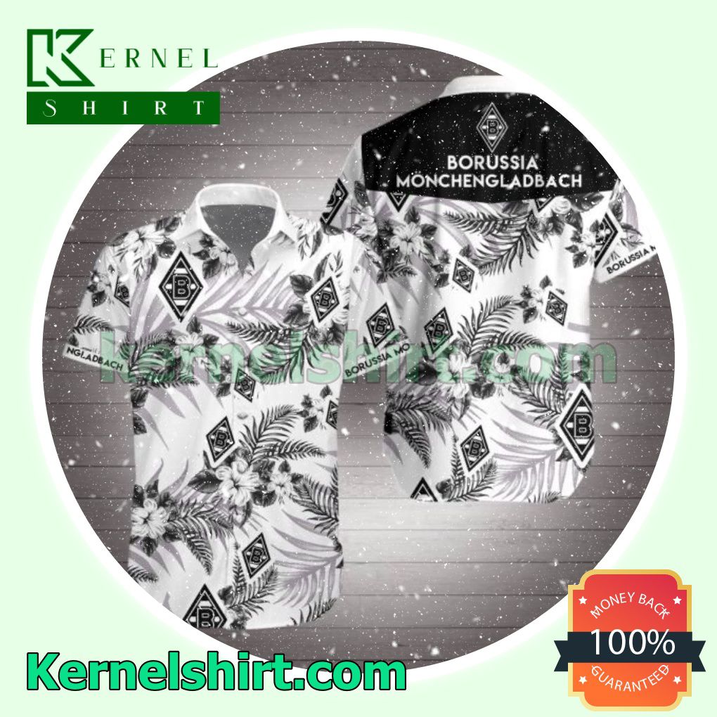 Borussia Monchengladbach Black Tropical Floral White Beach Shirts