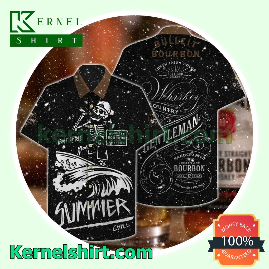 Best Bourbon Whiskey Surf Or Die Summer Chill Black Beach Shirt