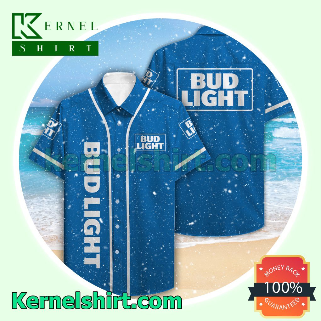 Bud Light Blue Aloha Beach Hawaiian Shirt
