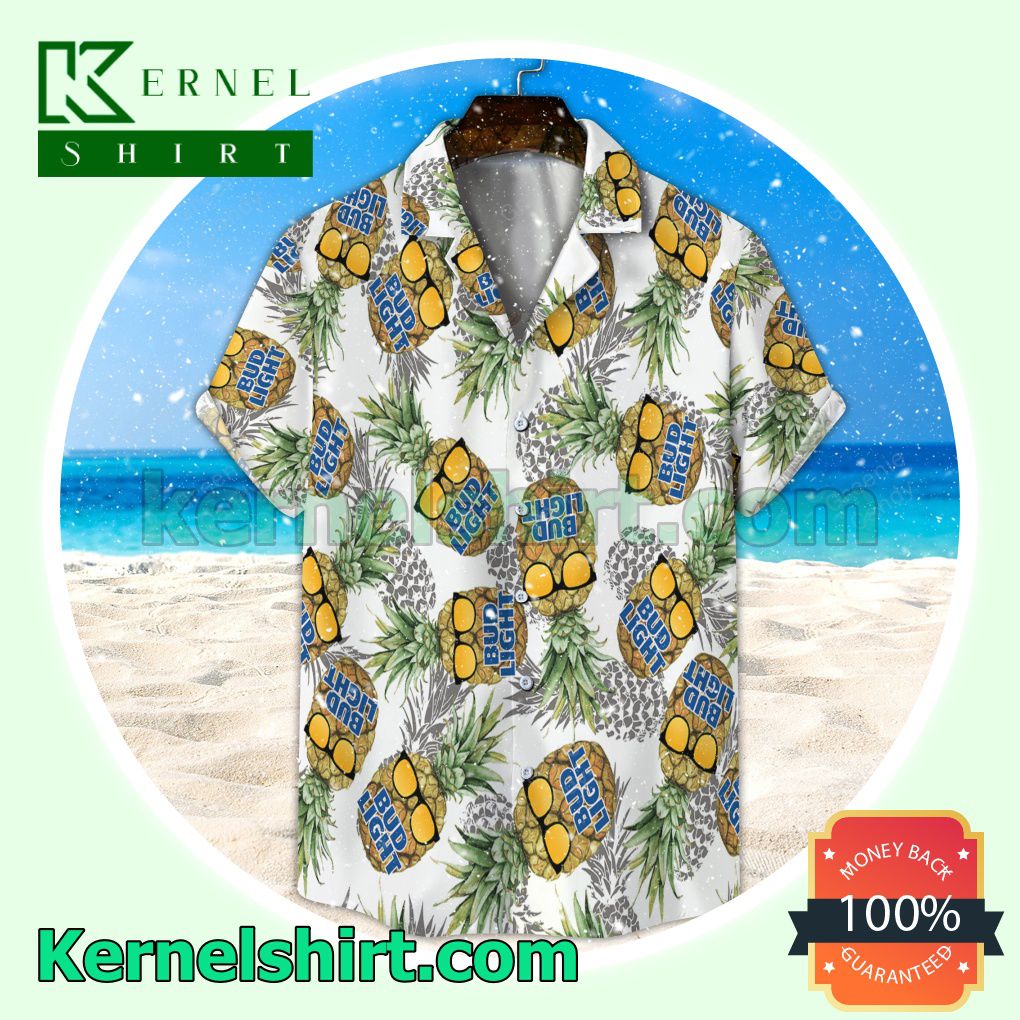 Bud Light Funny Pineapple Unisex Aloha Beach Hawaiian Shirt