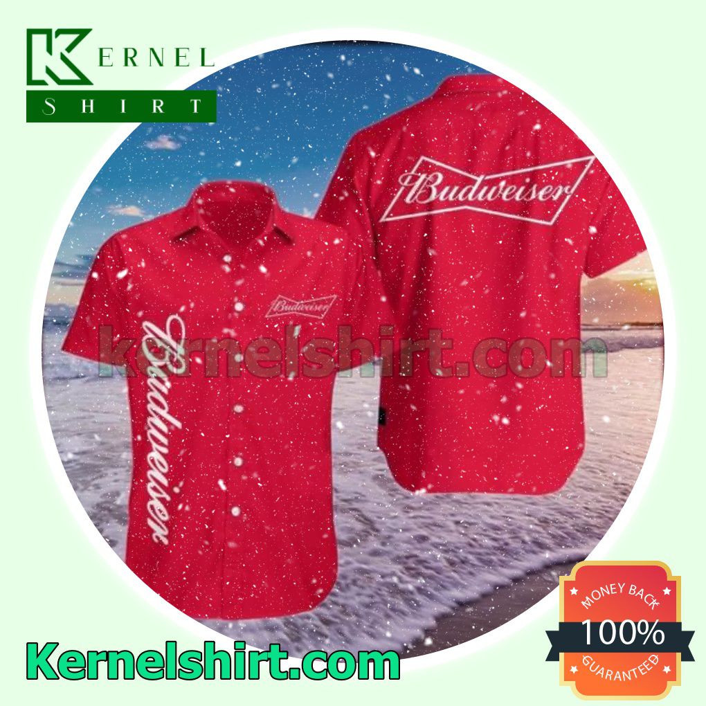 Budweiser Red Aloha Beach Hawaiian Shirt
