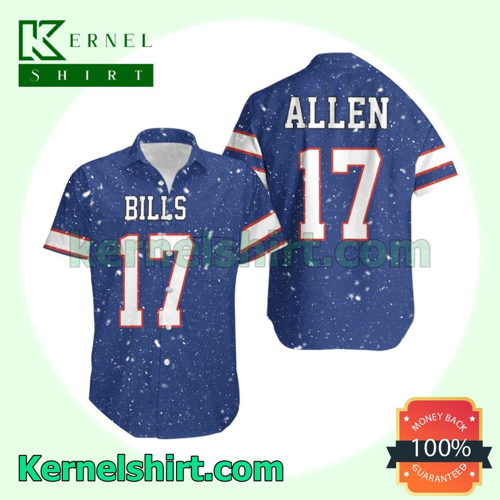 Buffalo Bills 17 Josh Allen Royal Jersey Inspired Style Beach Shirt
