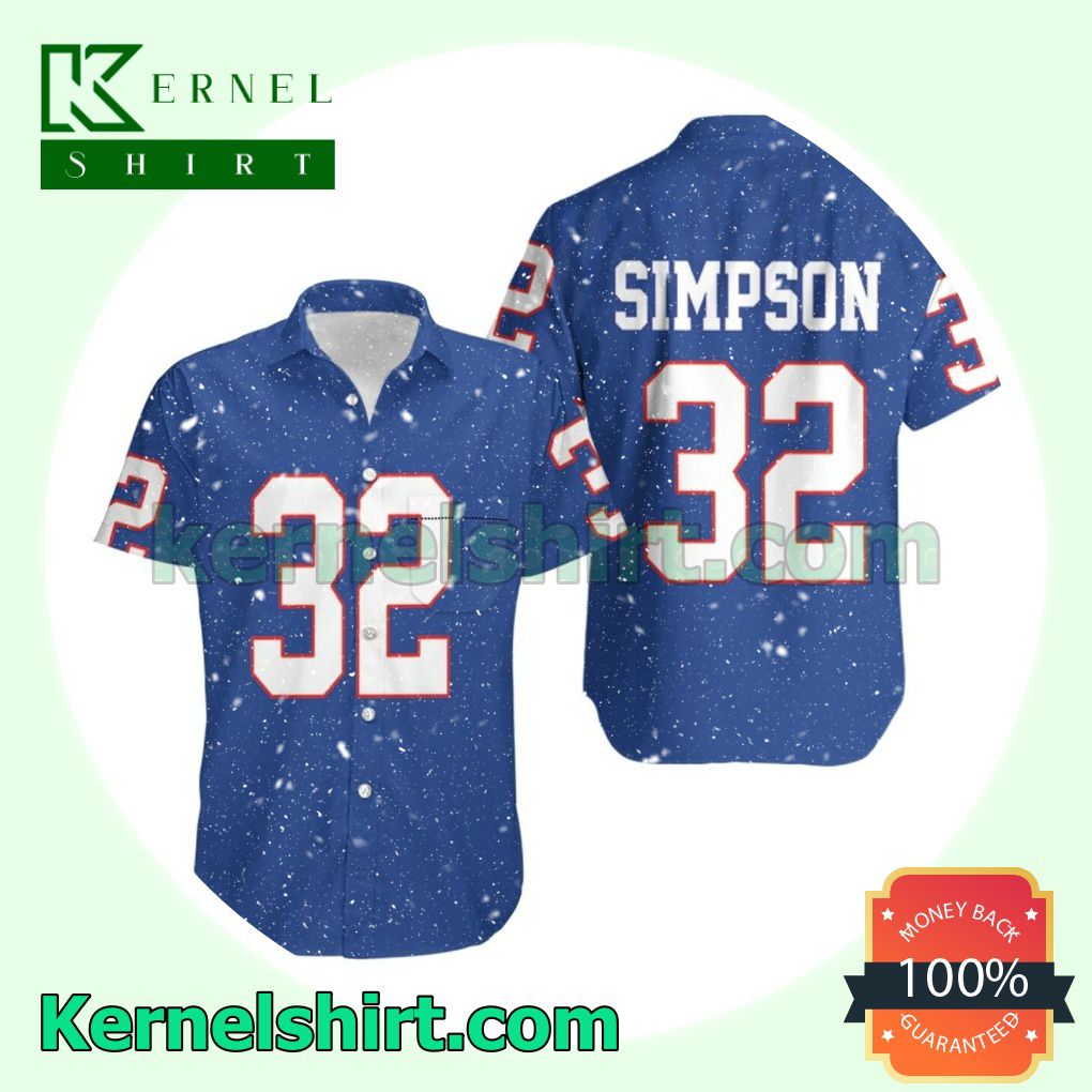 Buffalo Bills 32 O J Simpson Royal Jersey Inspired Style Beach Shirt