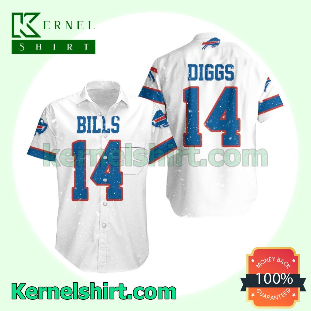 Buffalo Bills Stefon Diggs 14 White Jersey Inspired Style Beach Shirt