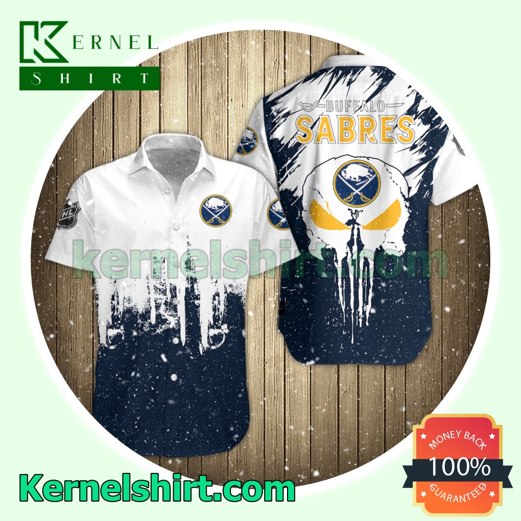 Buffalo Sabres Skull Mix White And Navy Beach Shirts