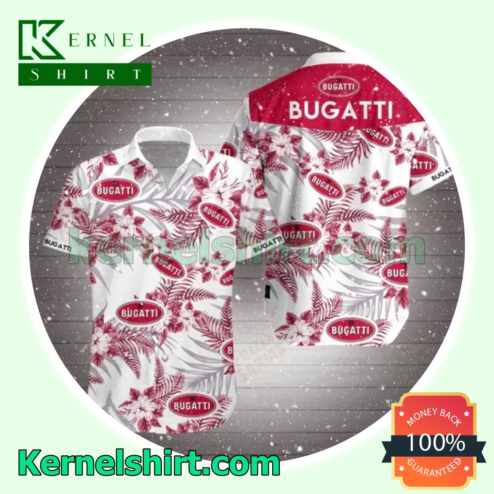 Bugatti Red Tropical Floral White Beach Shirts