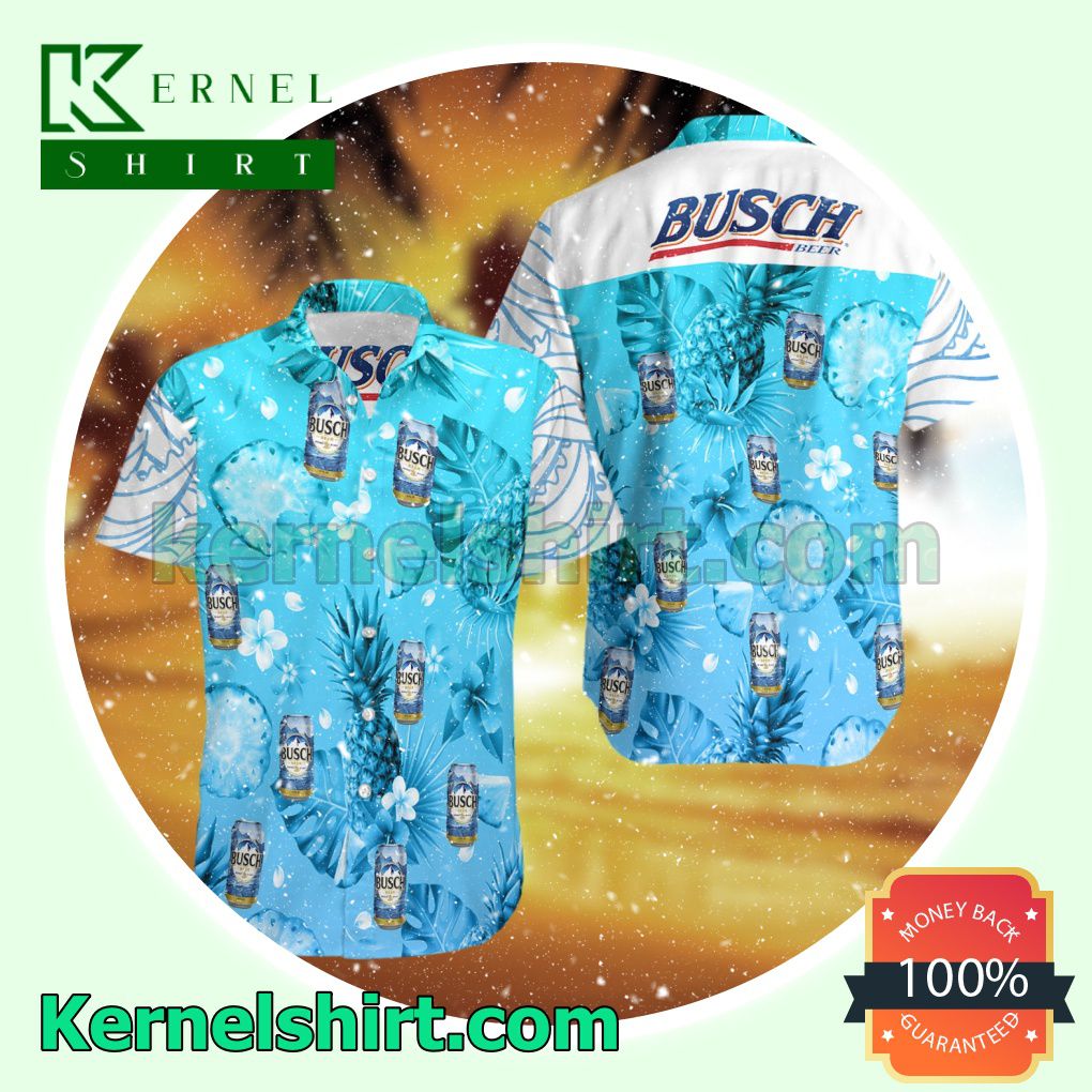 Busch Beer Blue Aloha Beach Hawaiian Shirt