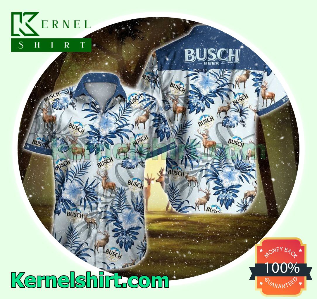 Busch Beer Blue Tropical Reindeer Beach Shirt