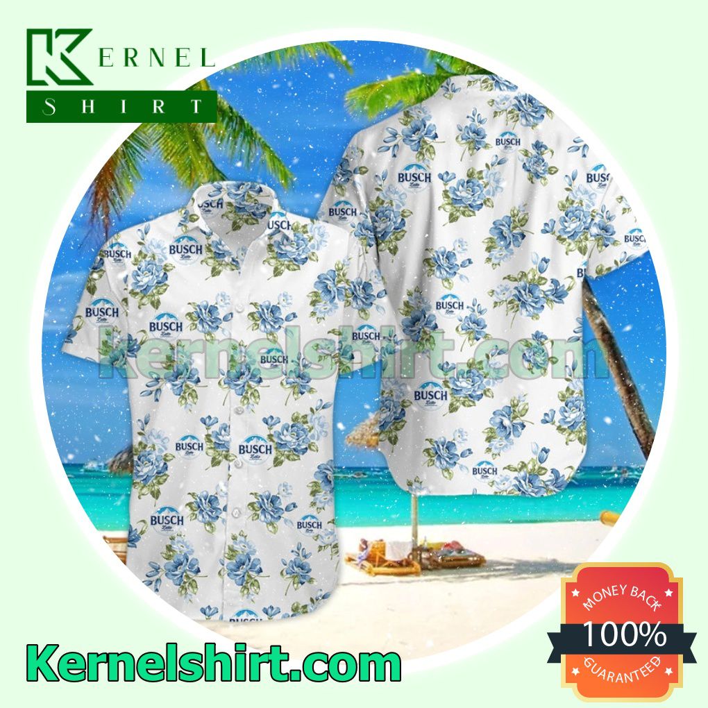 Busch Light Floral Pattern White Aloha Beach Hawaiian Shirt