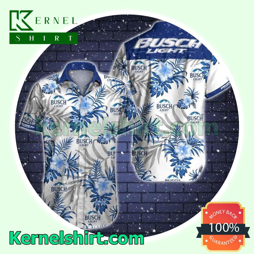 Busch Light White Aloha Beach Hawaiian Shirt