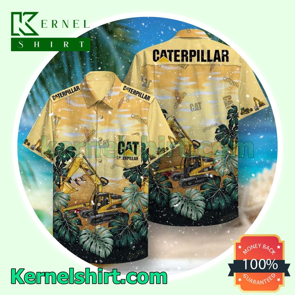 Caterpillar Inc Excavator Yellow Beach Shirt