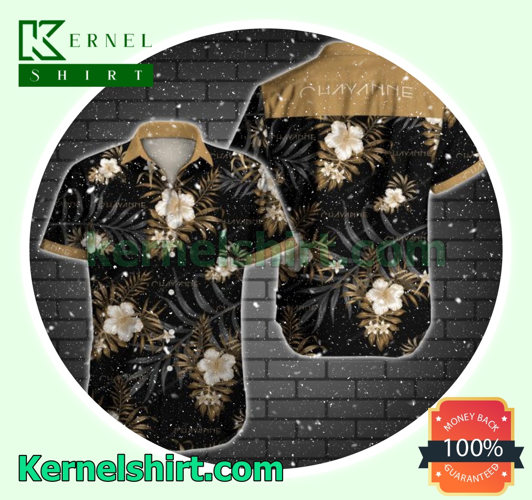 Chayanne Brown Tropical Floral Black Beach Shirts