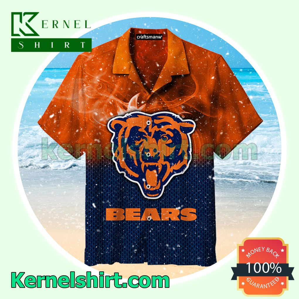 Chicago Bears Tiger Face Mix Orange And Blue Beach Shirt