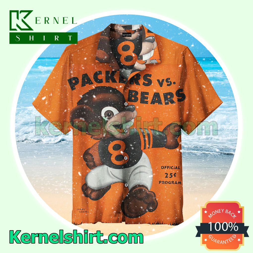 Chicago Bears Vs Green Bay Packers Game Program Poster Vintage Football Beach Shirt