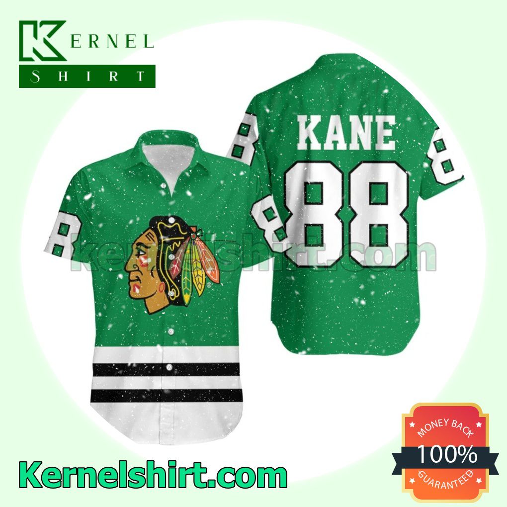 Chicago Blackhawks 88 Kane Green Jersey Inspired Beach Shirt