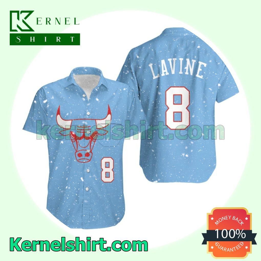 Chicago Bulls Zach Lavine 8 Edition Blue Jersey Inspired Beach Shirt