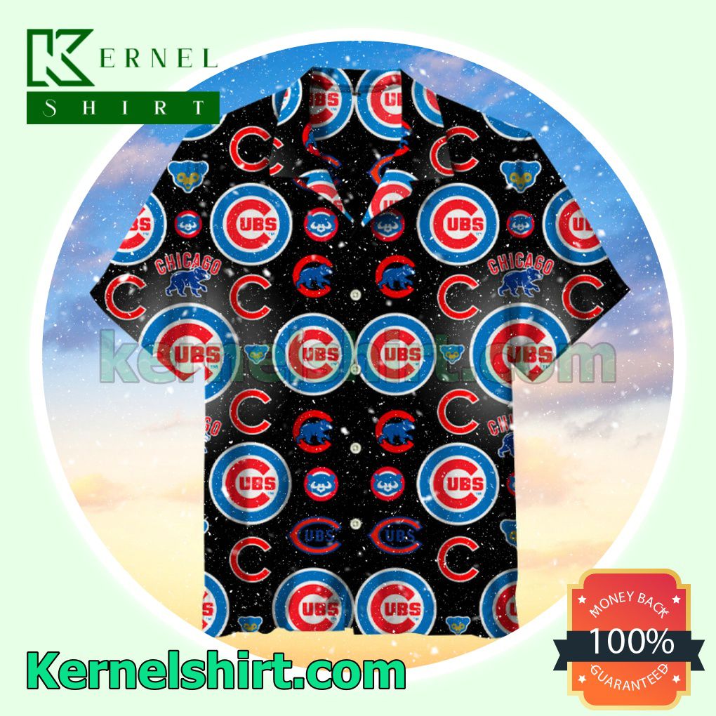 Chicago Cubs Baseball Logo Black Beach Shirt