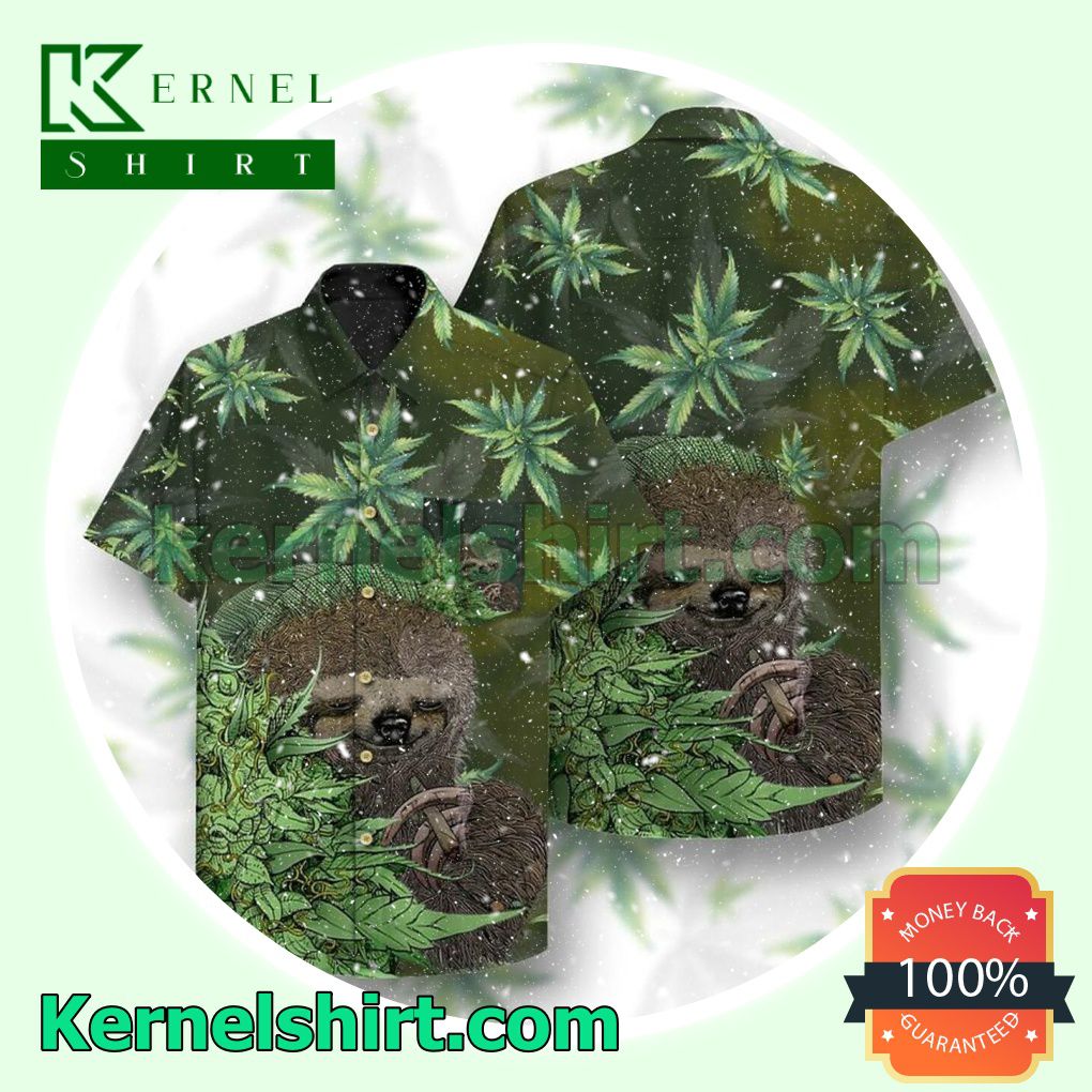 Chilling Sloth Smoke Weed Beach Shirt