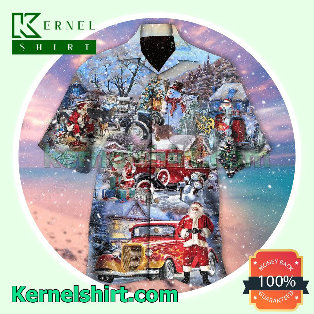 Christmas Theme Santa Claus Aloha Beach Hawaiian Shirt