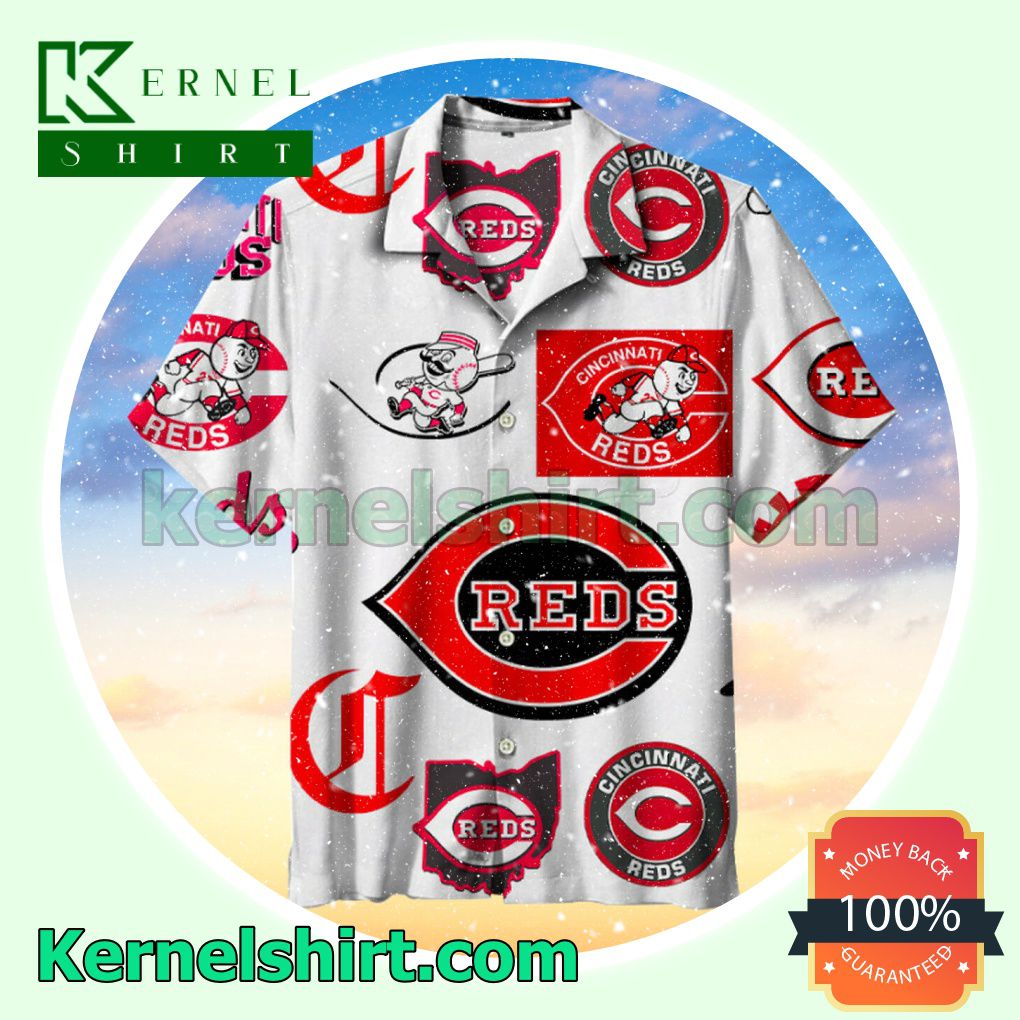 Cincinnati Reds Baseball Team Mlb White Beach Shirt