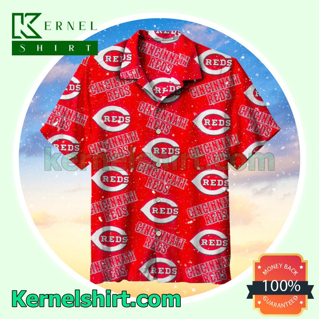 Cincinnati Reds Logo Print Red Hawaiian Short