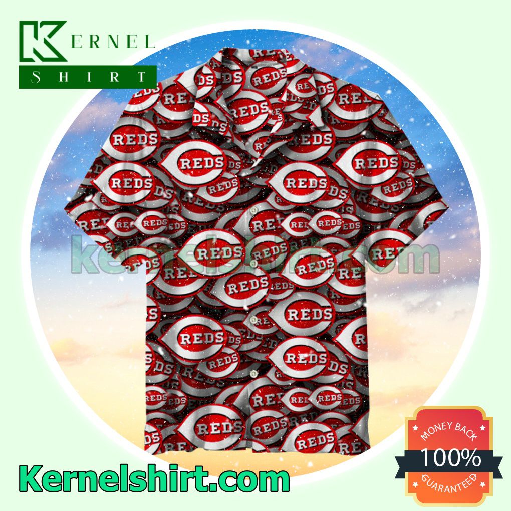 Cincinnati Reds Logo Printed On Top Of Each Other Beach Shirt