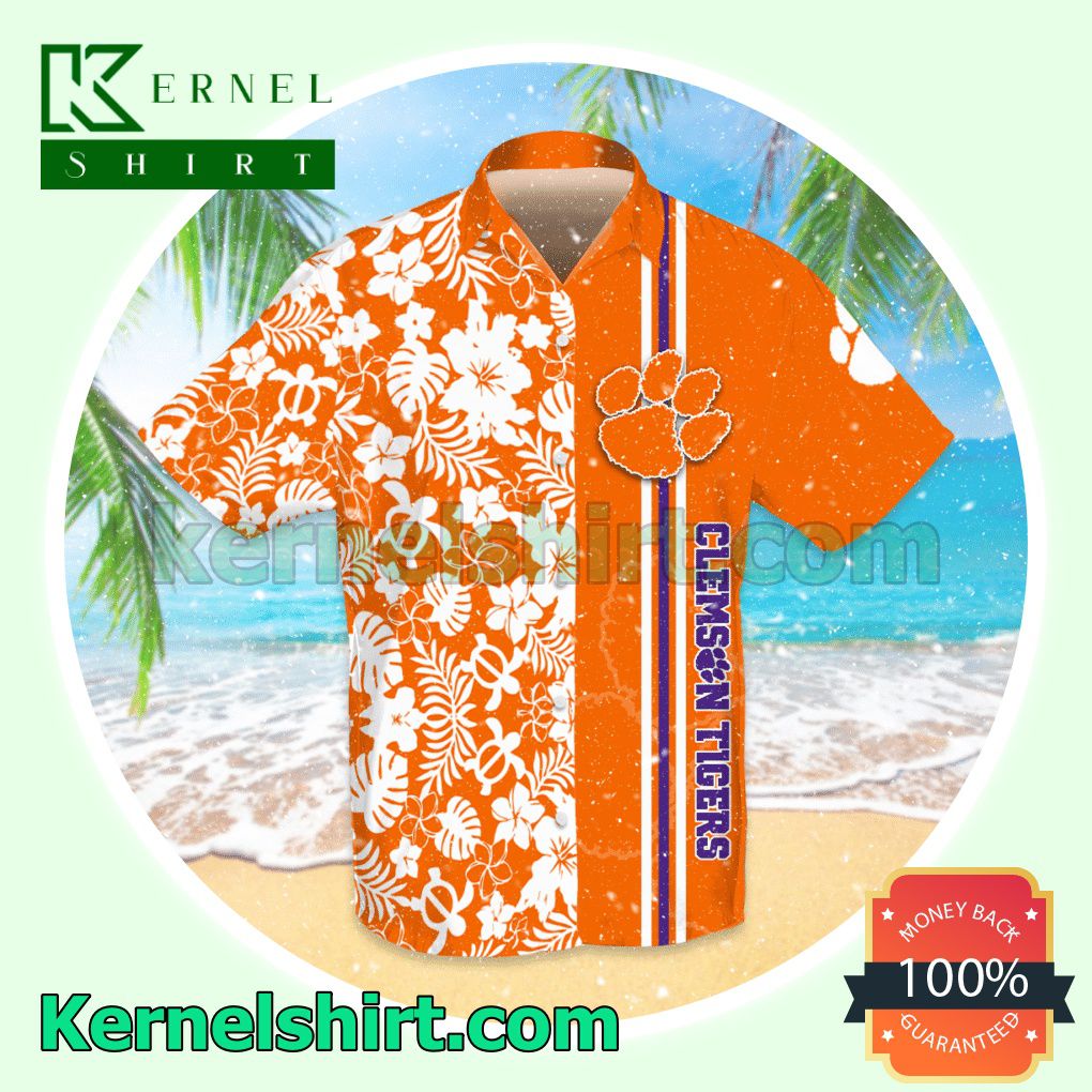 Clemson Tigers Flowery Orange Aloha Beach Hawaiian Shirt