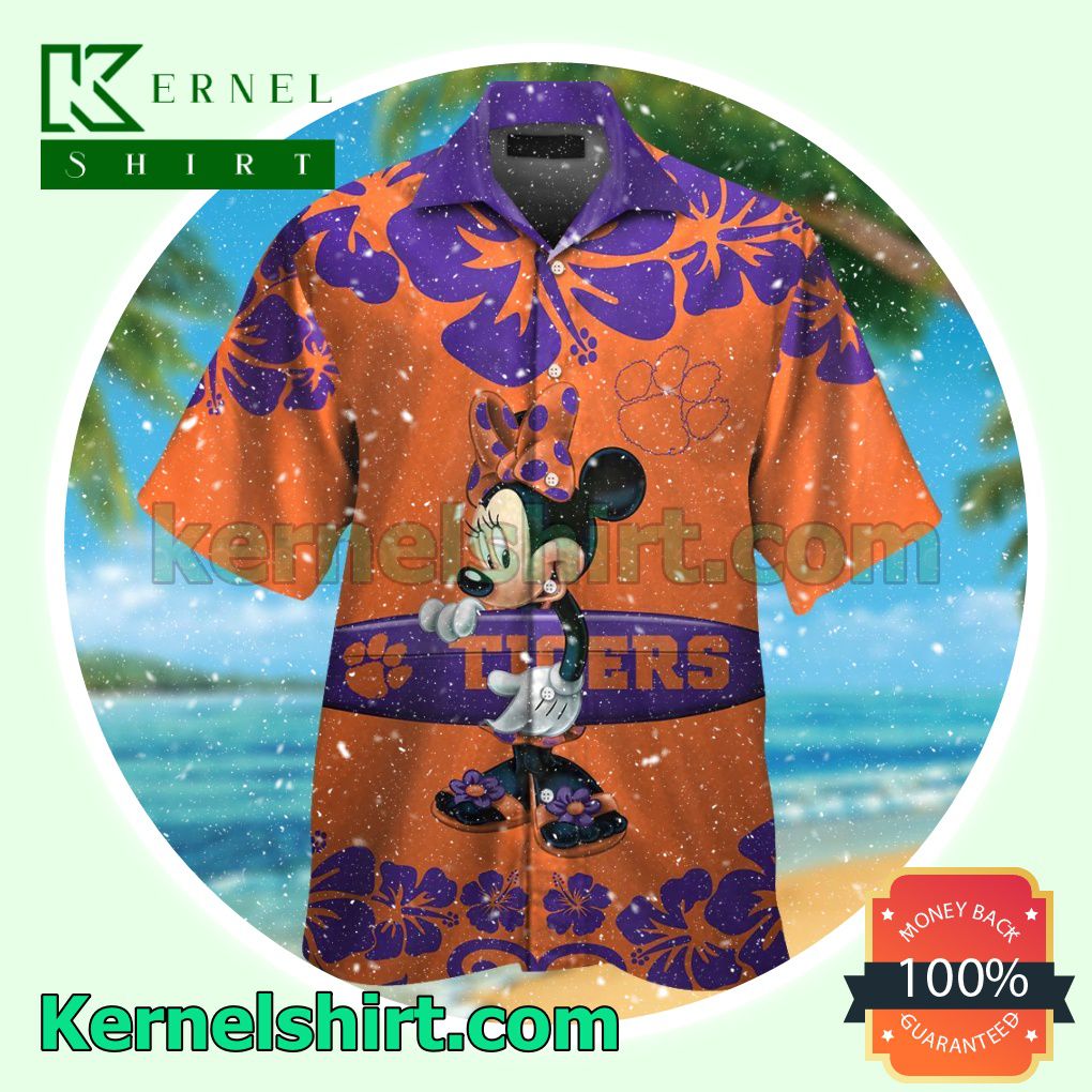 Clemson Tigers & Minnie Mouse Summer Hawaiian Shirt