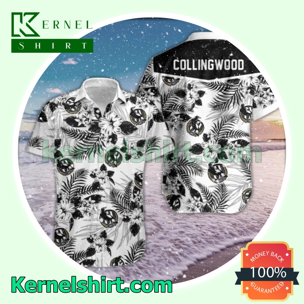 Collingwood Black Tropical Floral White Beach Shirts