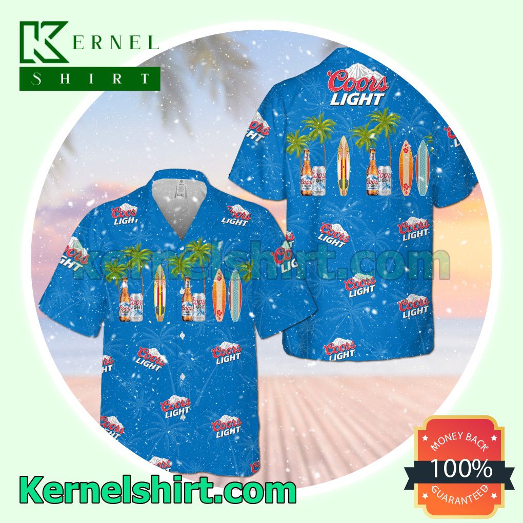 Coors Light Blue Aloha Beach Hawaiian Shirt