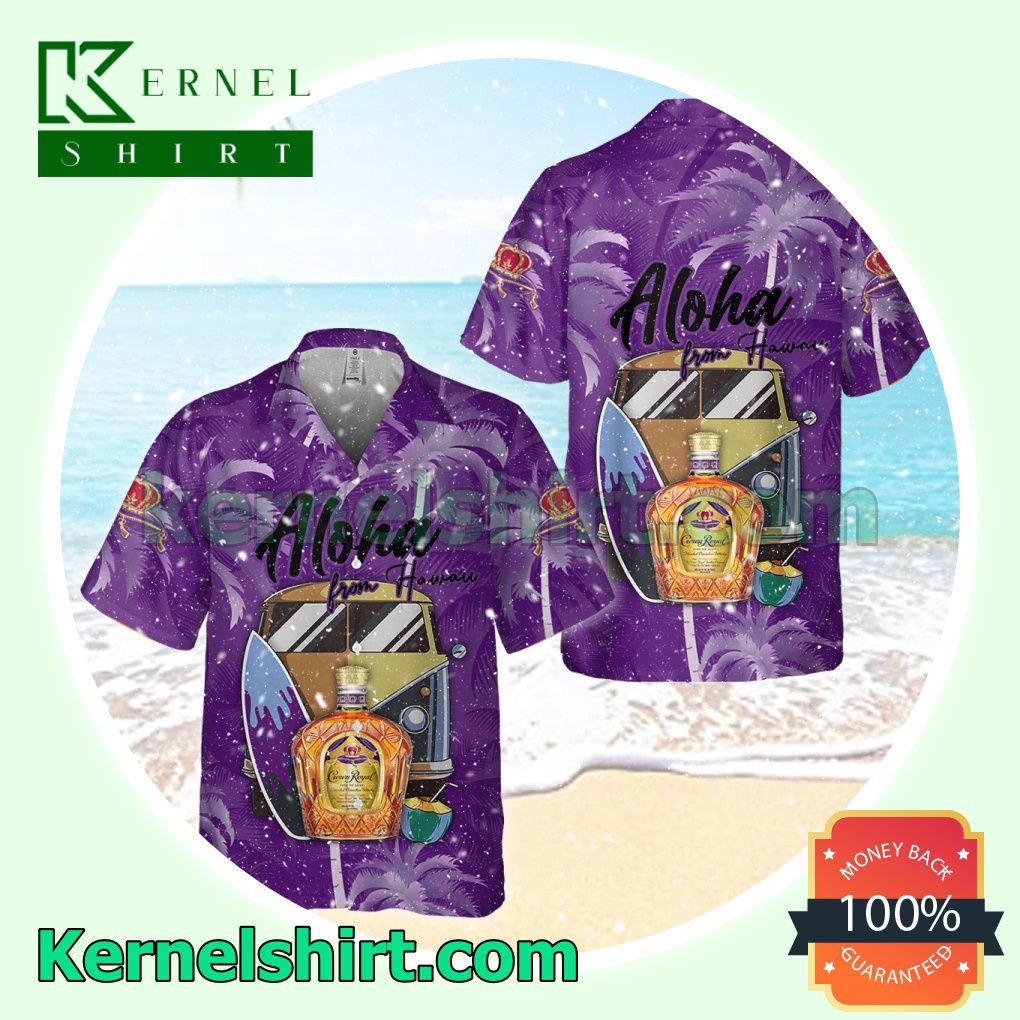 Crown Royal Logo Purple Yellow Aloha Beach Hawaiian Shirt