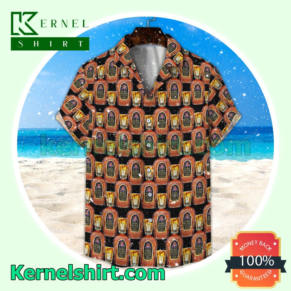 Crown Royal Black Bottle Seamless Aloha Beach Hawaiian Shirt