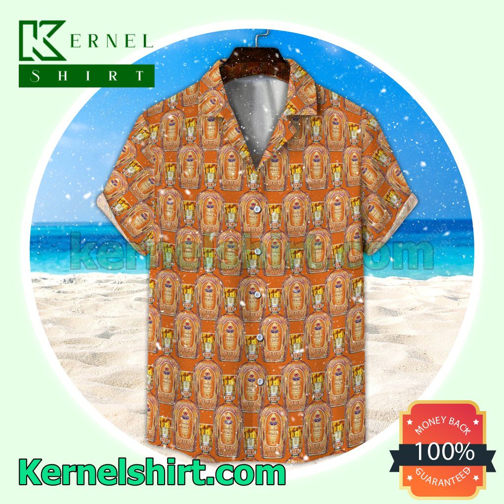 Crown Royal Bottle Seamless Orange Aloha Beach Hawaiian Shirt