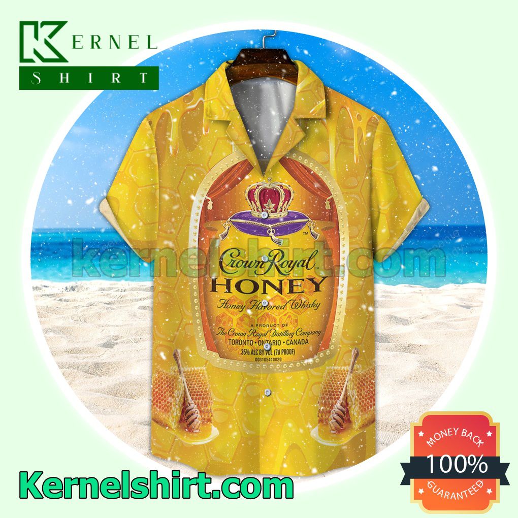 Crown Royal Honey Unisex Yellow Aloha Beach Hawaiian Shirt