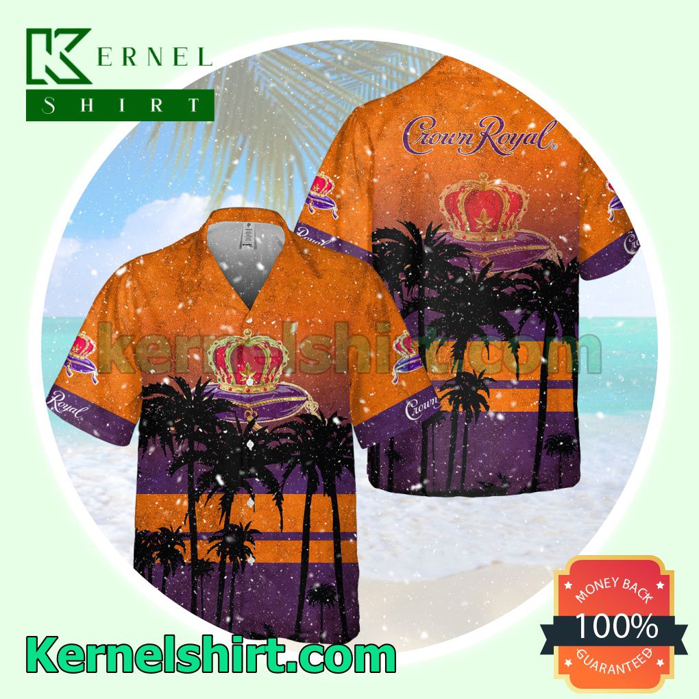 Crown Royal Orange Aloha Beach Hawaiian Shirt