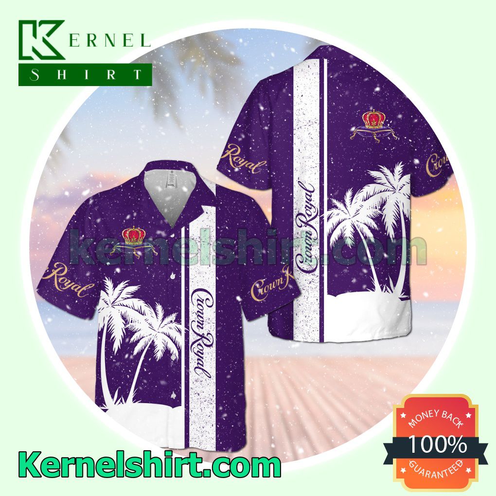 Crown Royal Palm Tree Pattern Purple Aloha Beach Hawaiian Shirt