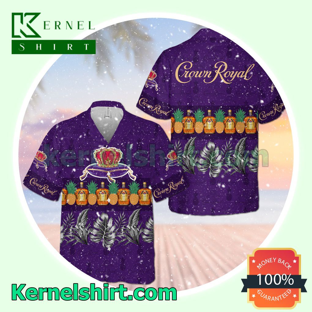 Crown Royal Pineapple Purple Aloha Beach Hawaiian Shirt