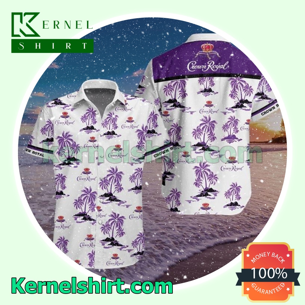 Crown Royal Purple Tropical Palm Tree White Beach Shirts
