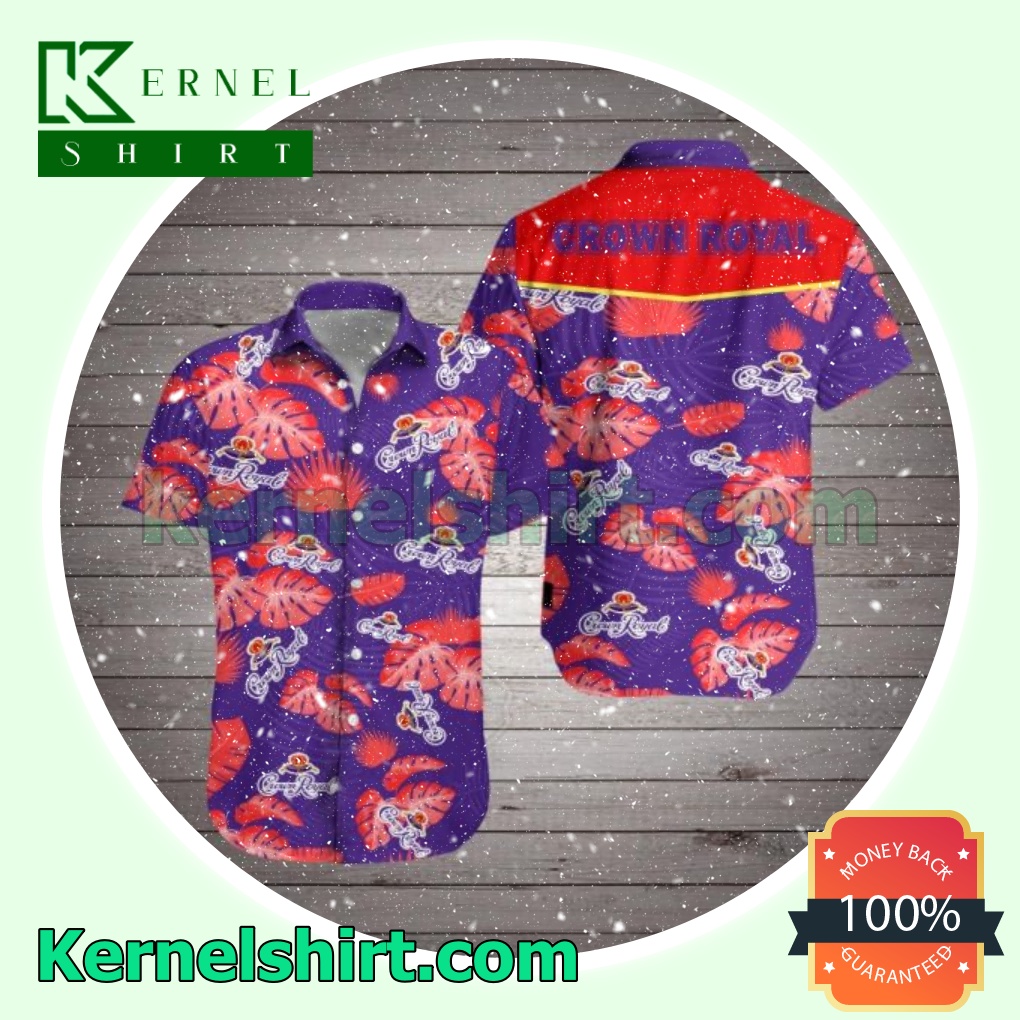 Crown Royal Red Tropical Leaves Purple Beach Shirts