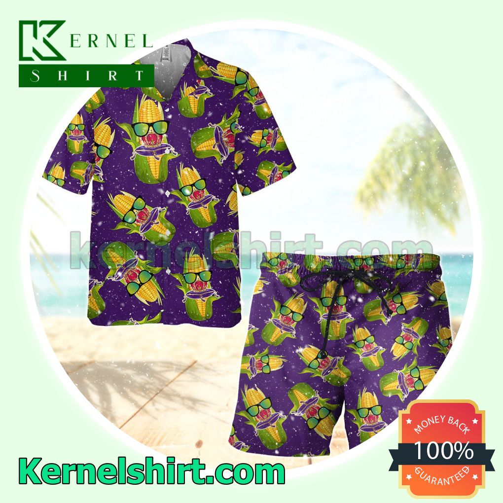 Crown Royal Swag Corn Purple Aloha Beach Hawaiian Shirt