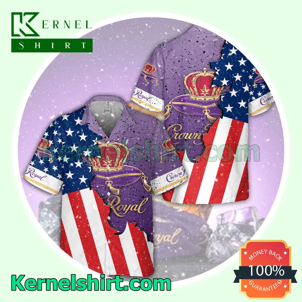 Crown Royal USA Flag Aloha Beach Hawaiian Shirt